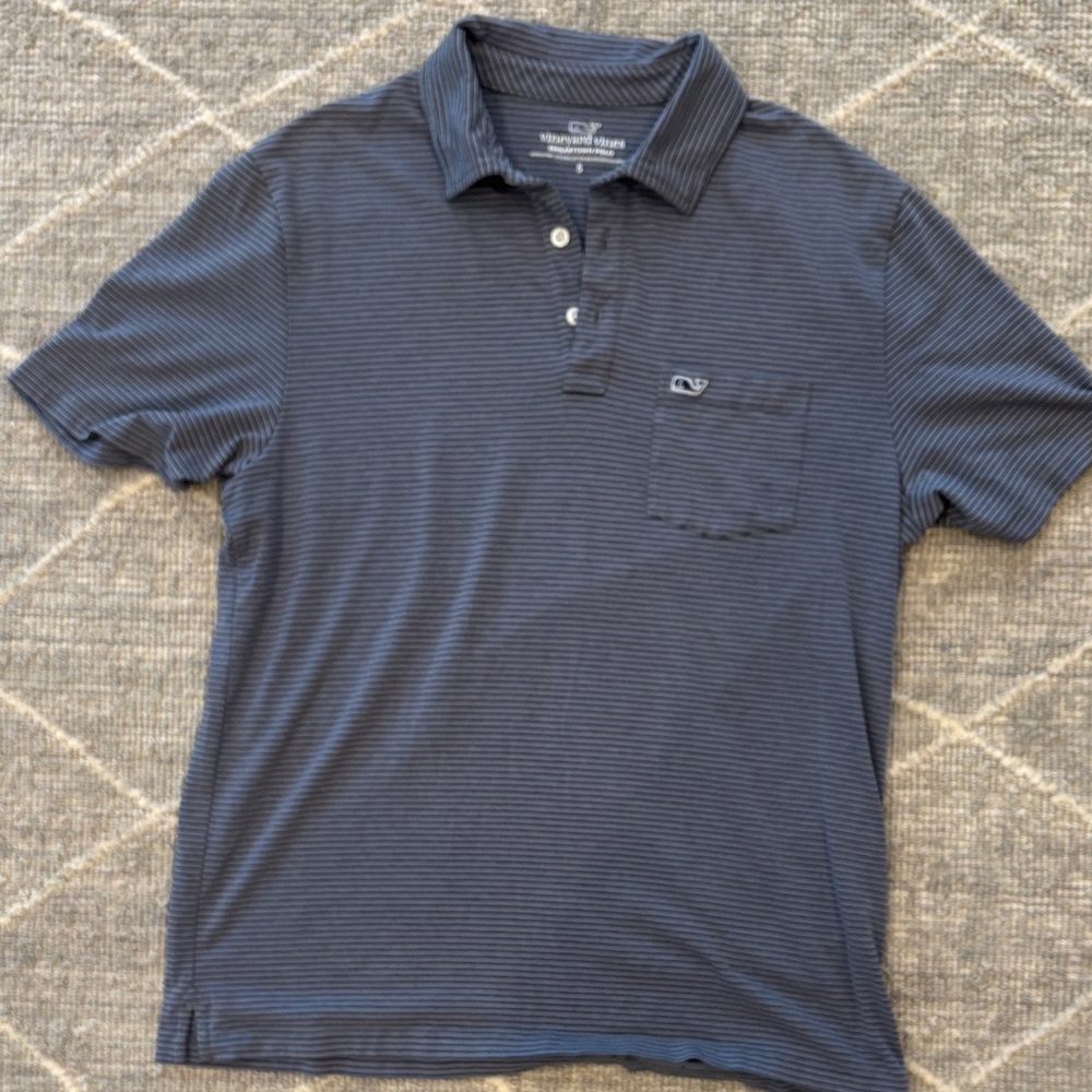 Vineyard Vines Edgartown Men's Navy Striped Golf Polo